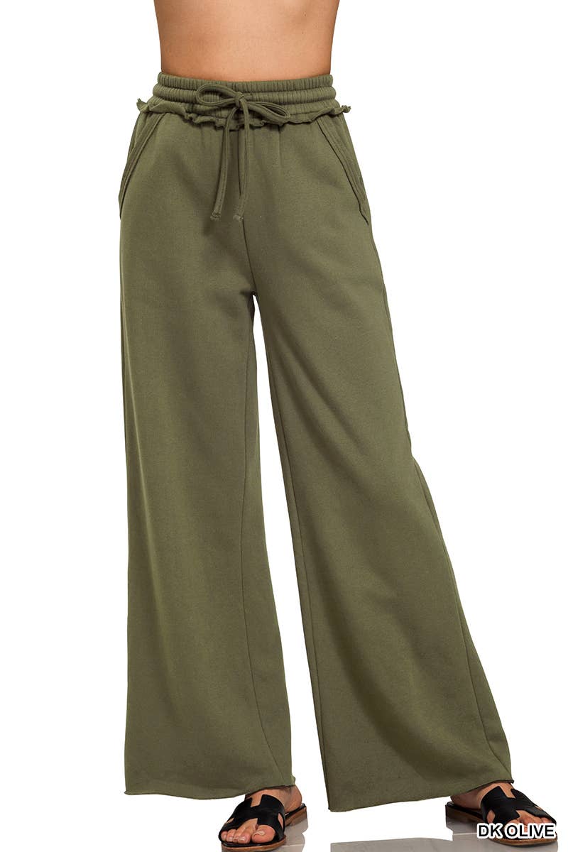 Fleece Exposed Seam Wide Leg Sweatpants