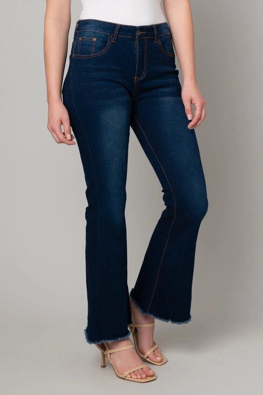 Sateen Stretch Denim Flare Dark Wash Heart of Pine Jean