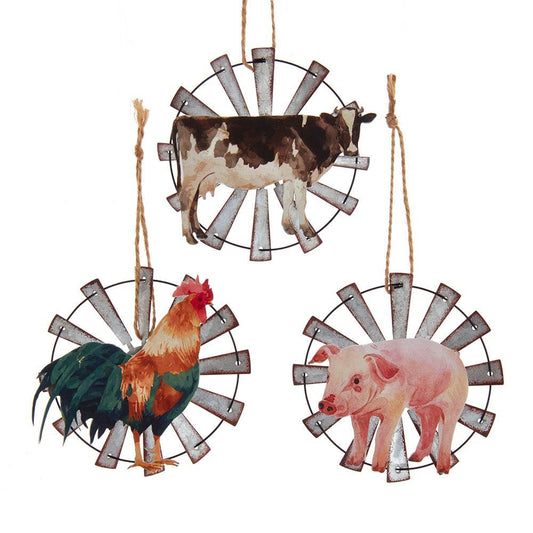 Farm Animal Windmill Ornaments 3 Assorted by Kurt Adler