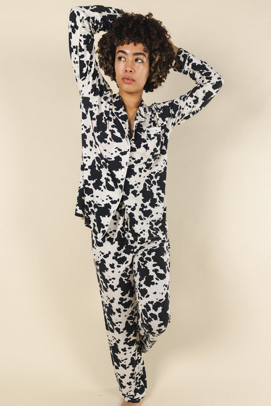 The Graze Escape | Cow Hide SleepDeep™ Women’s Long Sleeve Pajama Set