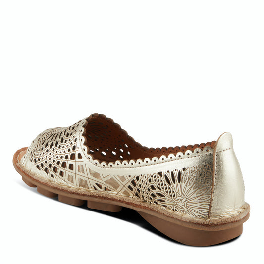 BRANDAL GOLD Slip On Wedge Shoe Spring Step Style