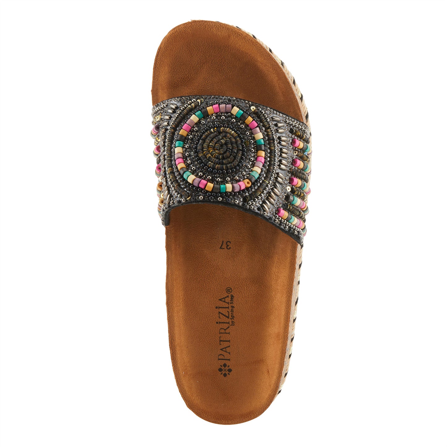 Swirla Black Multi Slide Sandal by Patrizia