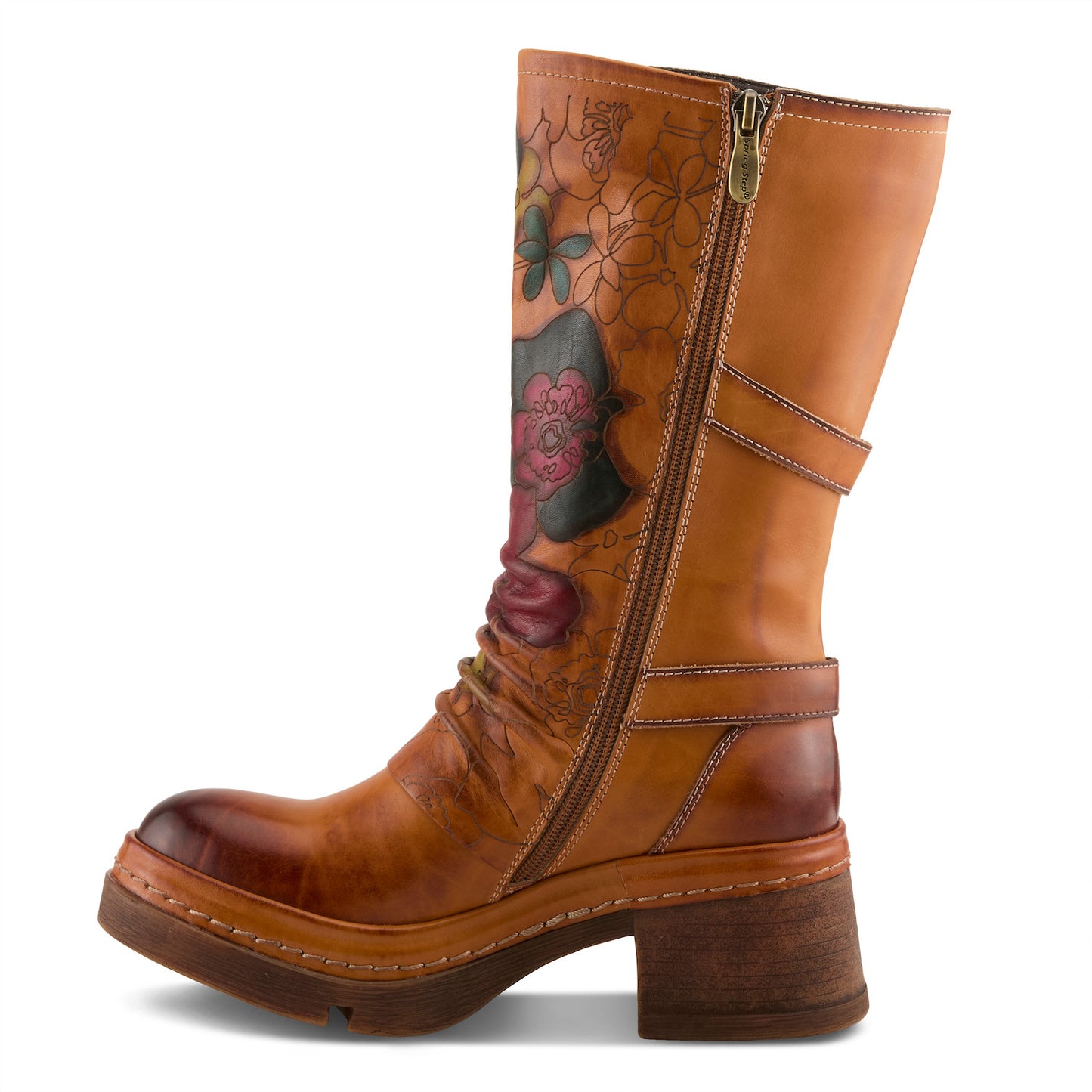 Cool Vibes Camel show stopping hand-painted leather boot by L`ARTISTE