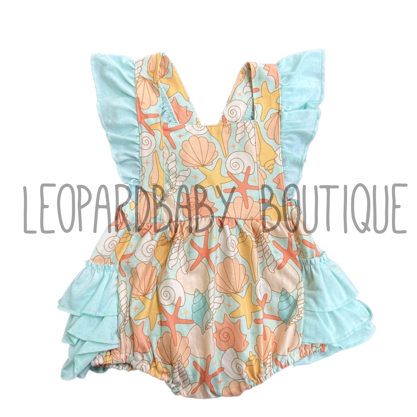 Beach Seashells ruffle Romper