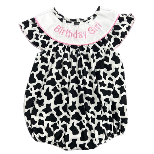 Birthday girl cow romper