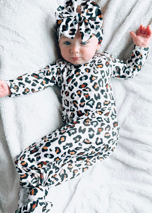 Fall leopard gown and headband set
