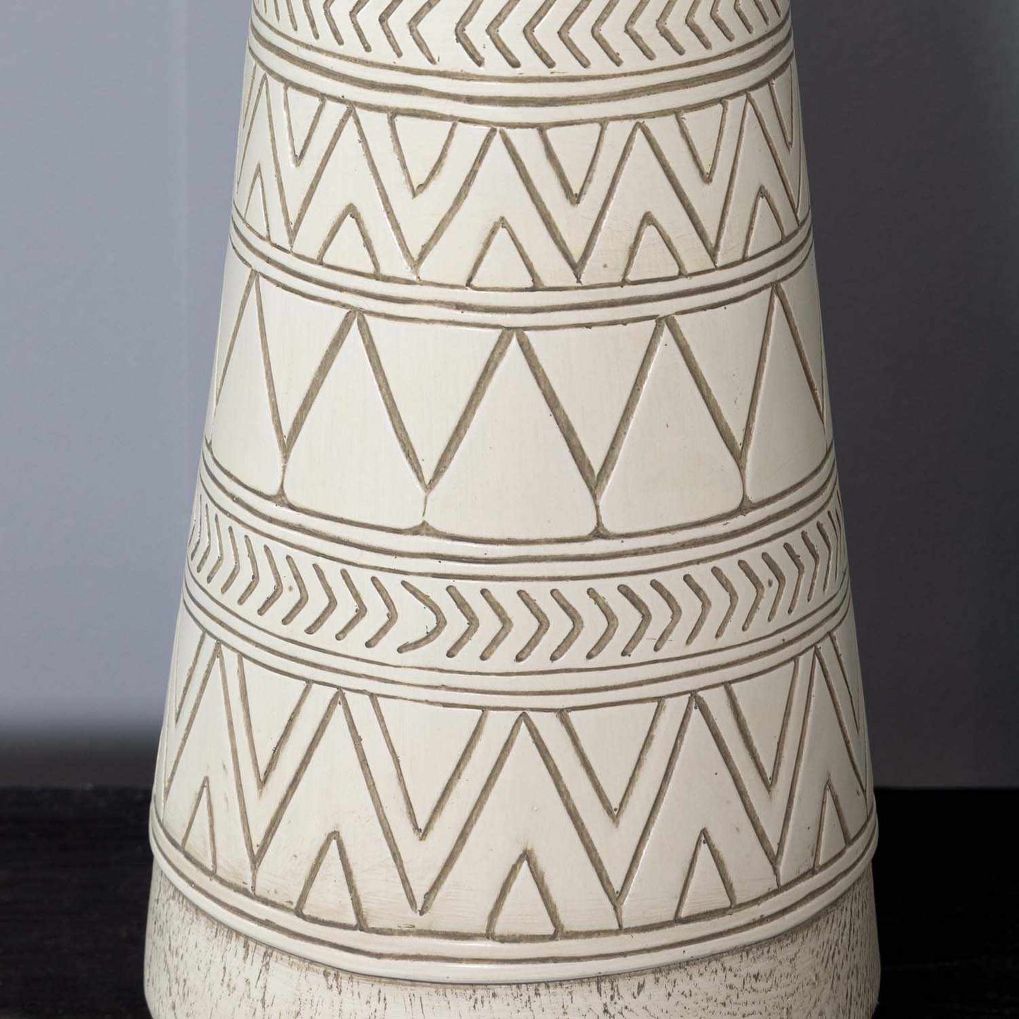 Tan and Cream Resin Lamp with White Linen Table Lamp