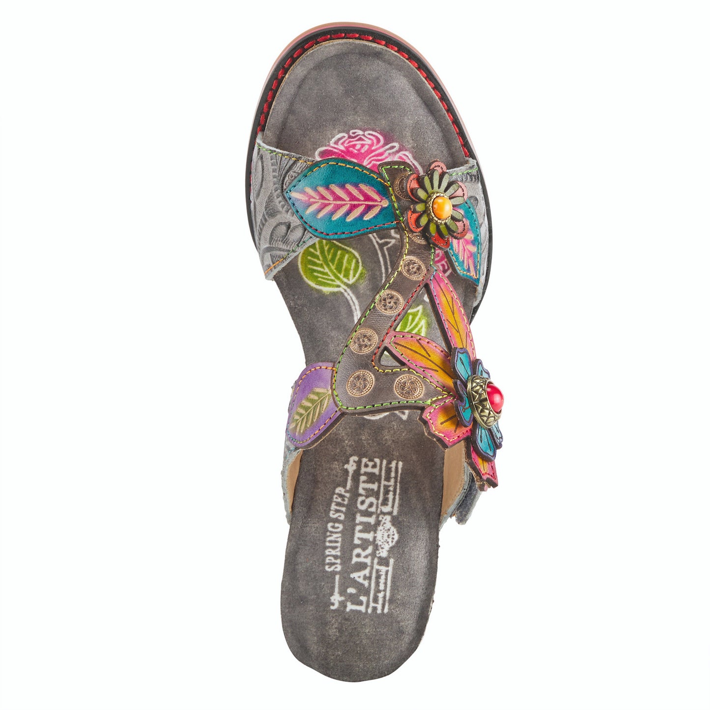 ROSSIE Grey Multi Rainbow Heel Floral Sandal by L`ARTISTE