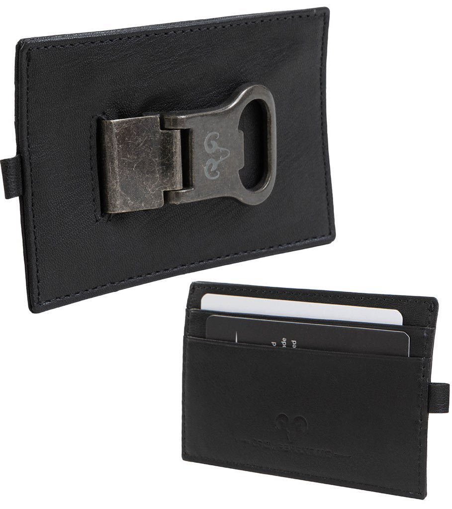 Black JACK ABRAHAMS GOAT NAPPA LEATHER CARD CASE WALLET