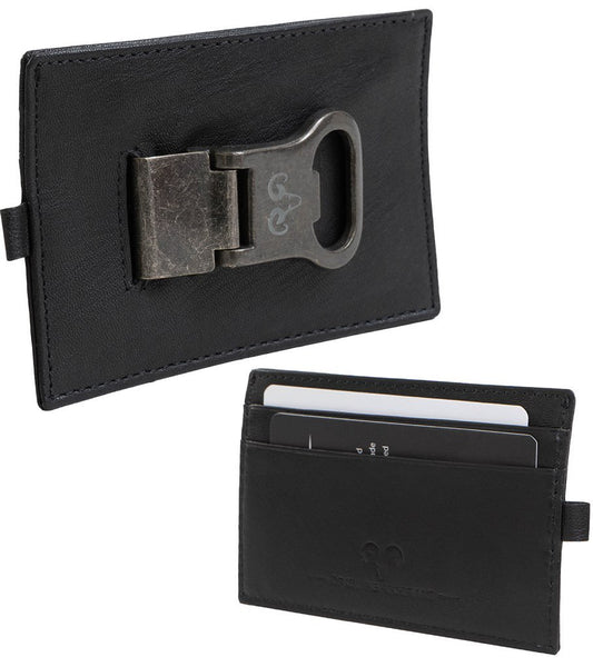 Black JACK ABRAHAMS GOAT NAPPA LEATHER CARD CASE WALLET