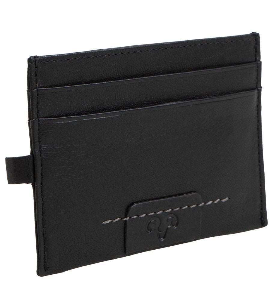 Black JACK ABRAHAMS GOAT NAPPA LEATHER CARD CASE MINIMALIST WALLET