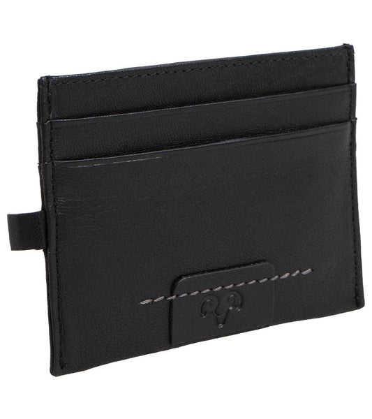 Black JACK ABRAHAMS GOAT NAPPA LEATHER CARD CASE MINIMALIST WALLET