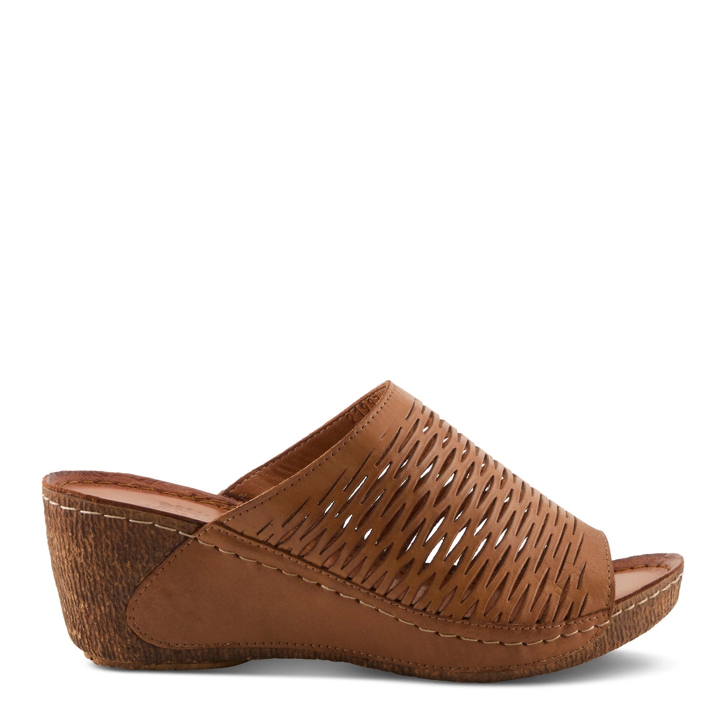 CUNACENA Brown Leather Mediterranean influenced Slide Sandal by SPRING STEP