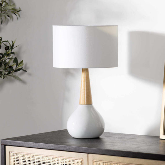 Baugo White Ceramic Table Lamp
