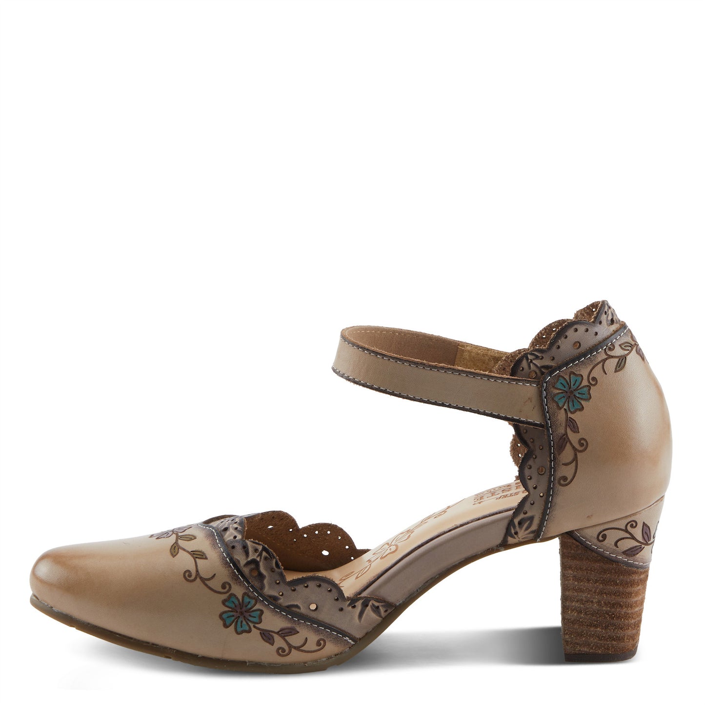 SAYYES Beige Multi baroque-inspired Mary Jane heel by L`ARTISTE