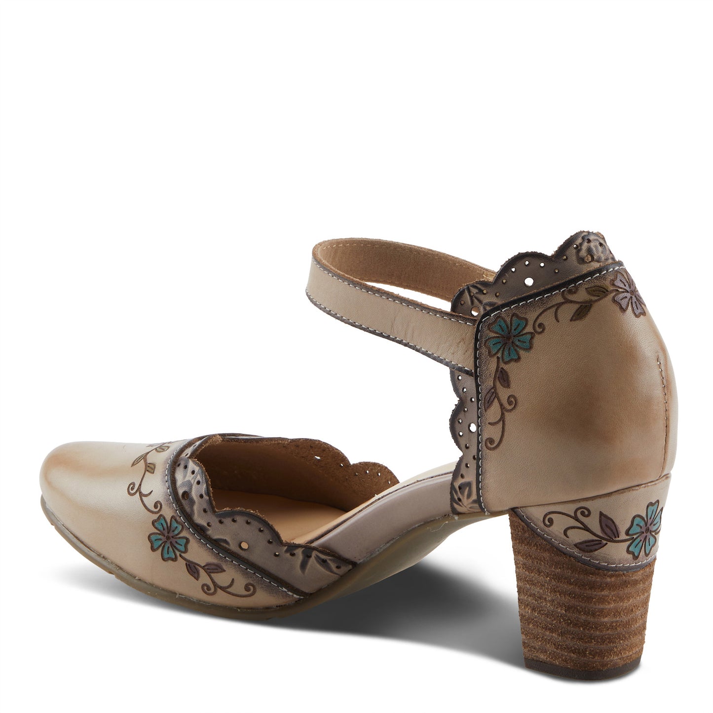 SAYYES Beige Multi baroque-inspired Mary Jane heel by L`ARTISTE