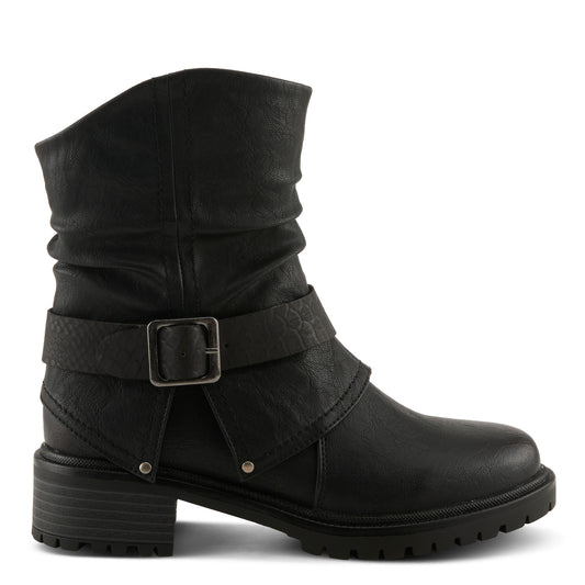 MACARIO Black Tough Rugged Charm Boot by Patrizia