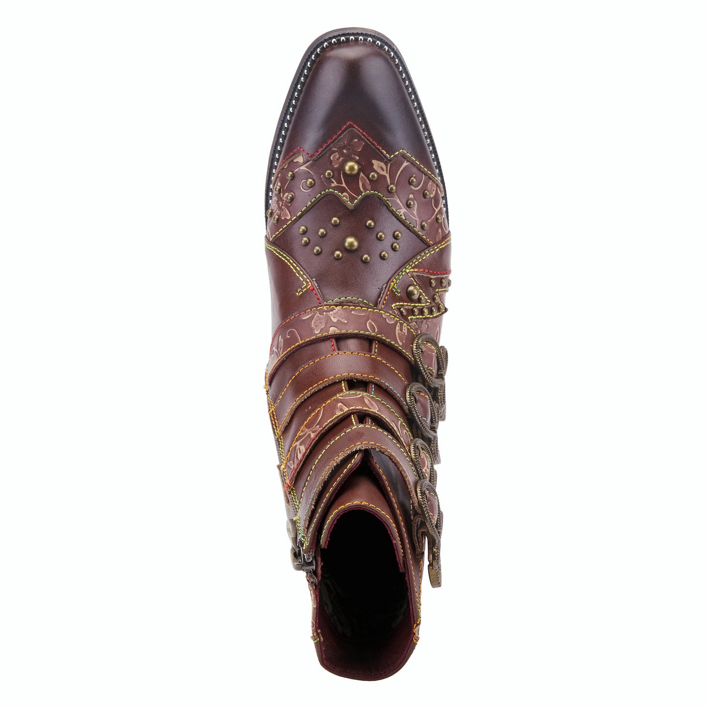 RODEHA BOOTS - Brown Victorian-inspired booties by L`ARTISTE