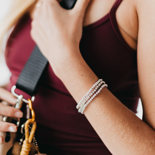 Metallic Glass Bead Stretch Bracelet