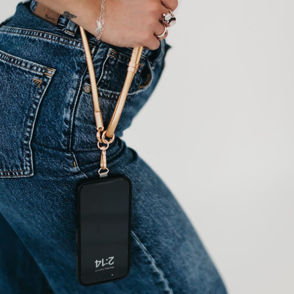 Metallic Phone Holder Crossbody Strap