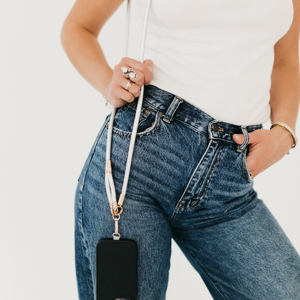 Metallic Phone Holder Crossbody Strap