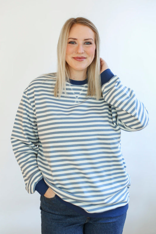 Oversized Fit Freestyle Stripe Breastfeeding Sweatshirt