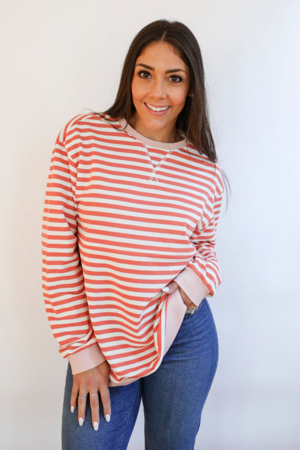 Oversized Fit Freestyle Stripe Breastfeeding Sweatshirt