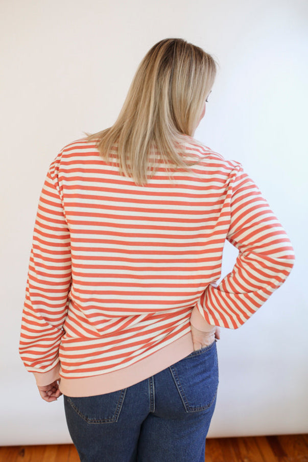 Oversized Fit Freestyle Stripe Breastfeeding Sweatshirt