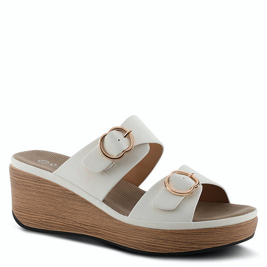 SHANIHO-W Chic Platform Wedged Slip-on White Sandal by Patrizia   Size: 7.5-8 (38)