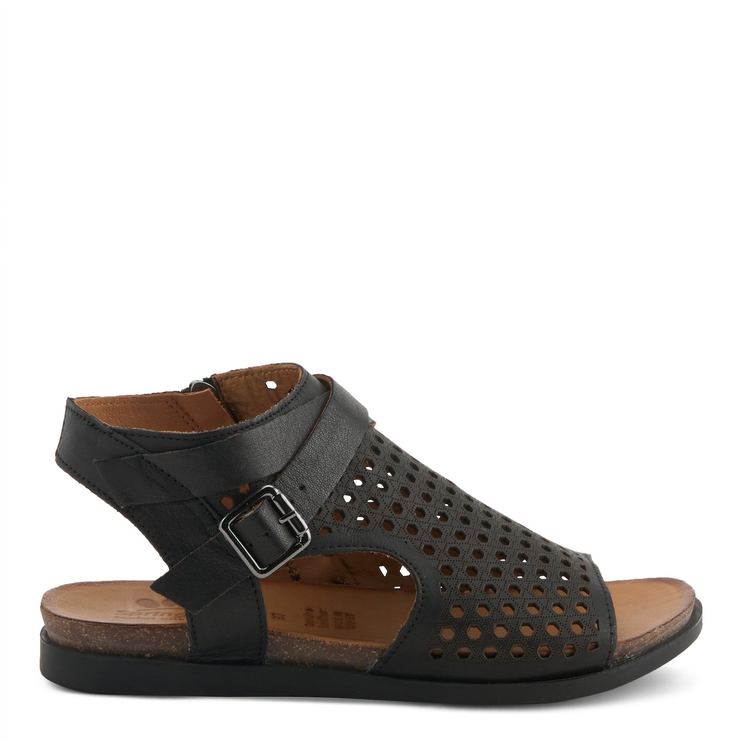 Covington Black leather cut-out sandals. by SPRING STEP