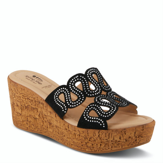 MSSTEAMY Black Suede Slide Wedge Sandal