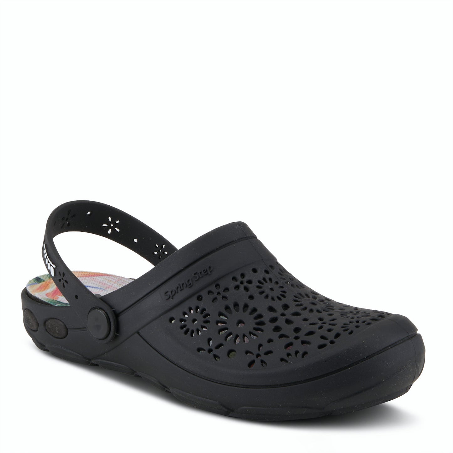 Contigo Black Croc like Slide on Shoe by SPRING STEP