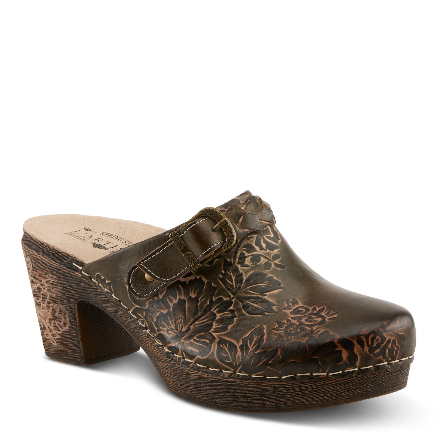 CALLIROE Boho Chic Vintage Charm Leather Clog Shoe by L`ARTISTE