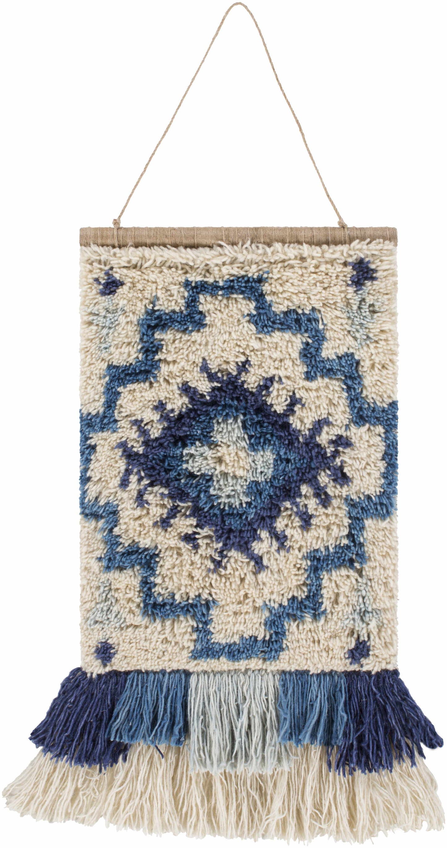 Philomont Ivory and Blue Geometric Wall Hanging