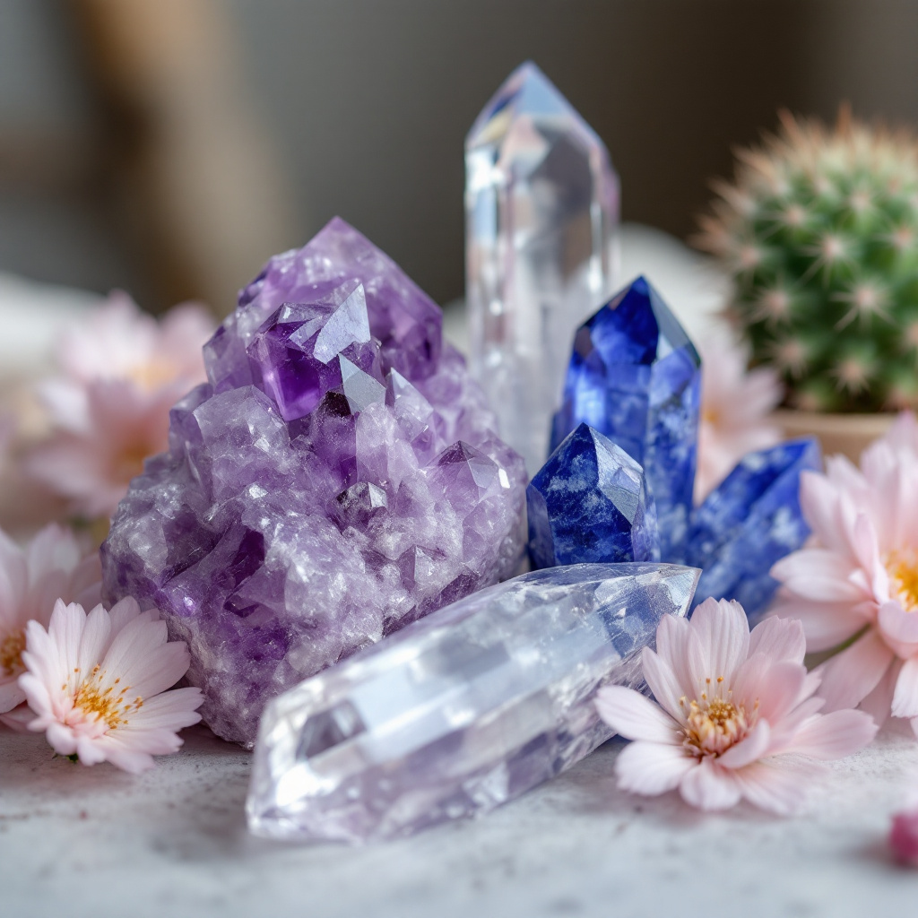 Cactus Flower and Jade, Premium Coconut-Soy Wax Tea Light Crystal Candle, 1oz