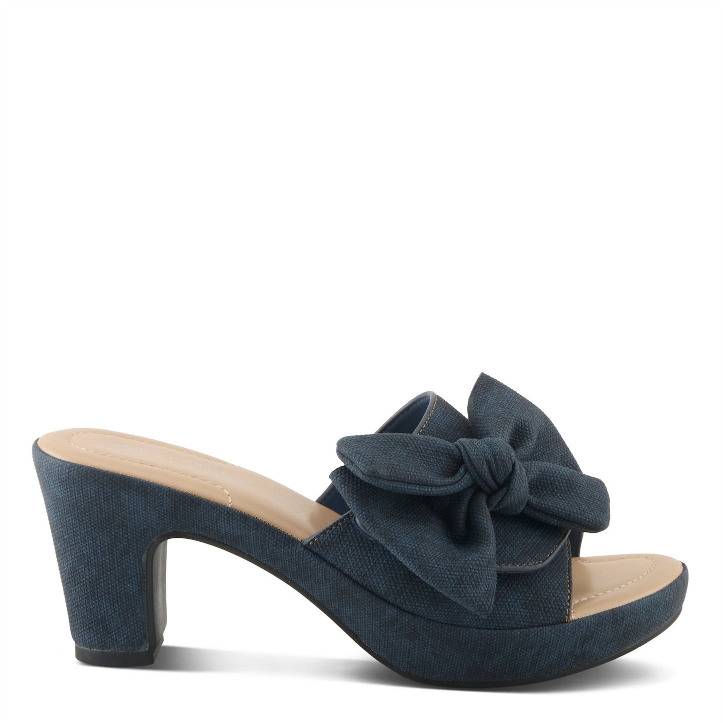 NORMAJEAN Dark Denim Blue Jean Slide Heel Sandal by Patrizia
