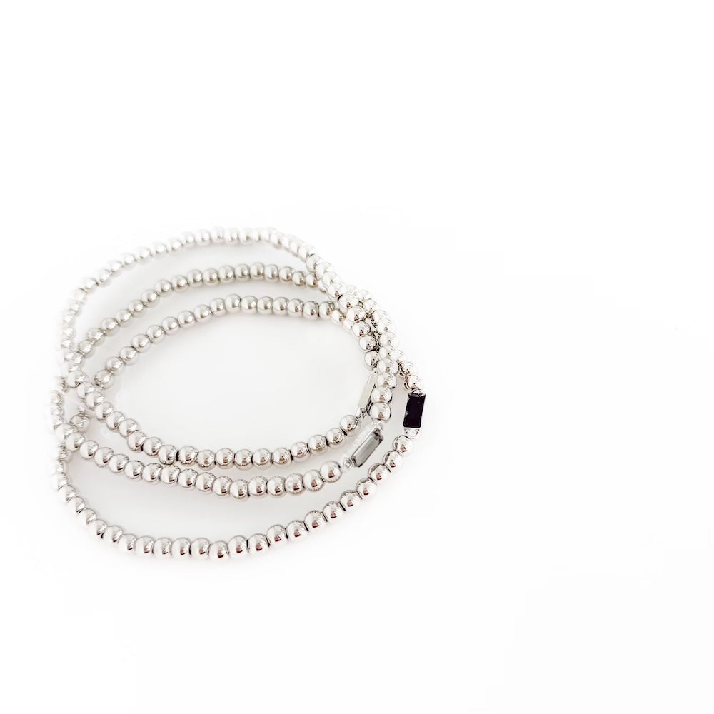 Metallic Glass Bead Stretch Bracelet