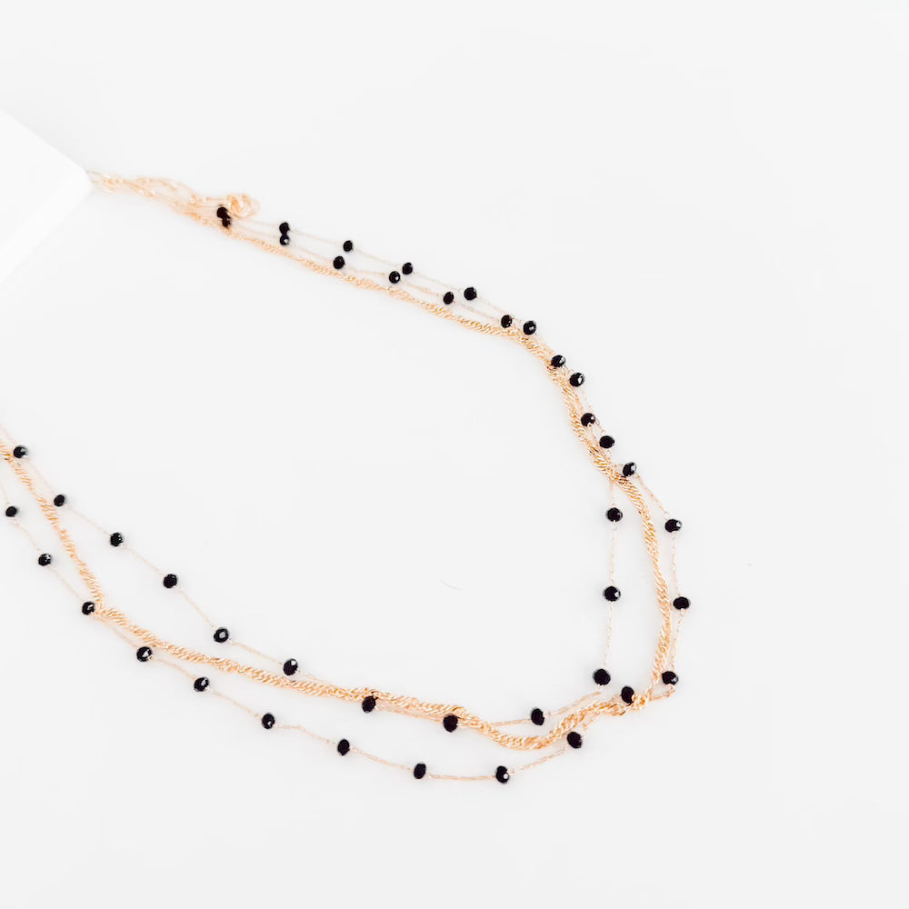 Multi Layered Beaded Chain Necklace