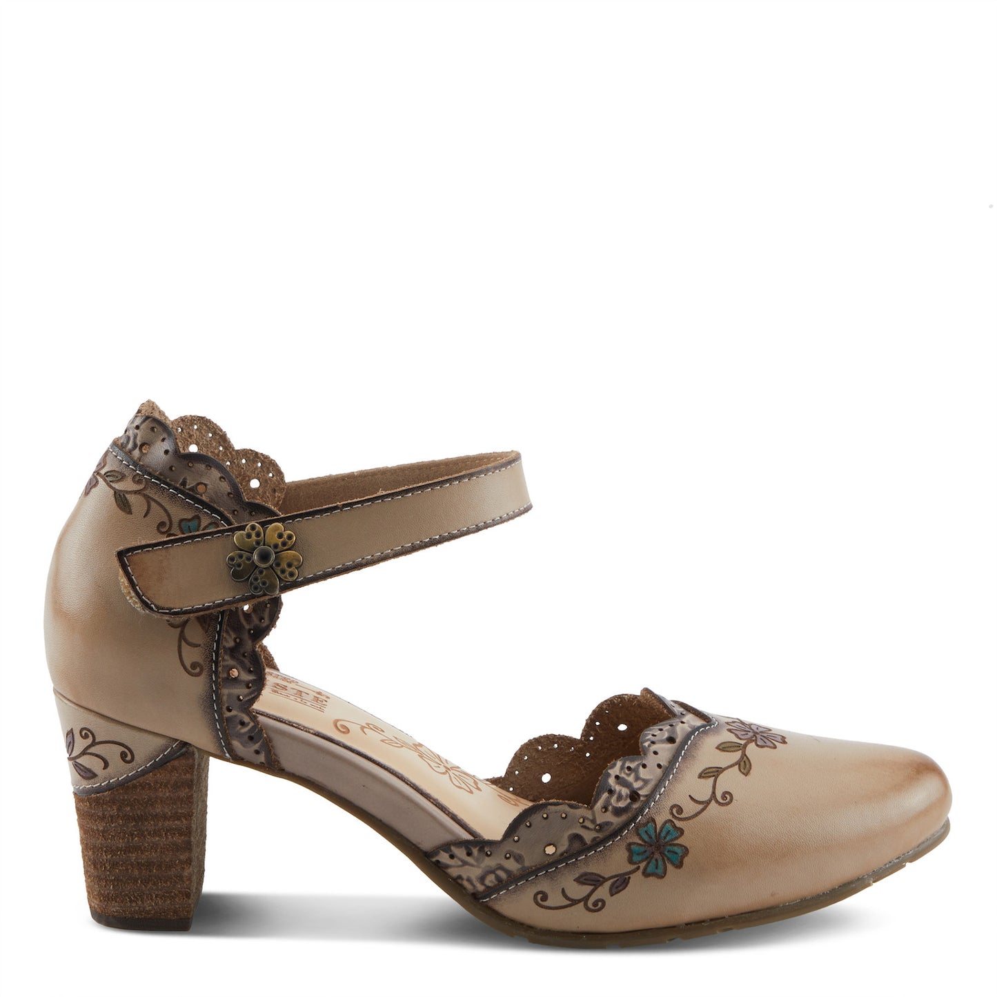 SAYYES Beige Multi baroque-inspired Mary Jane heel by L`ARTISTE