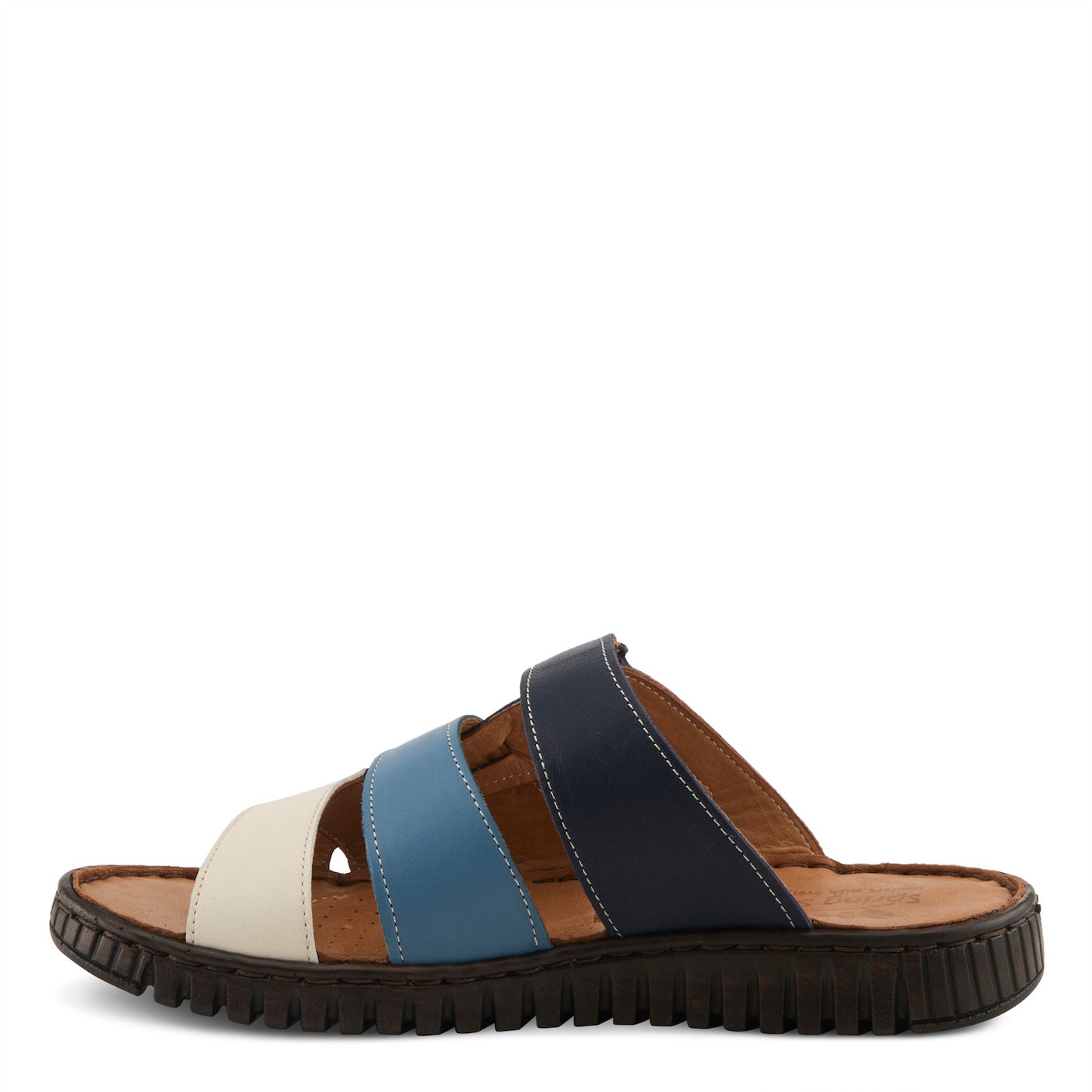 OLLY Denim Multi Leather Slip On Sandal