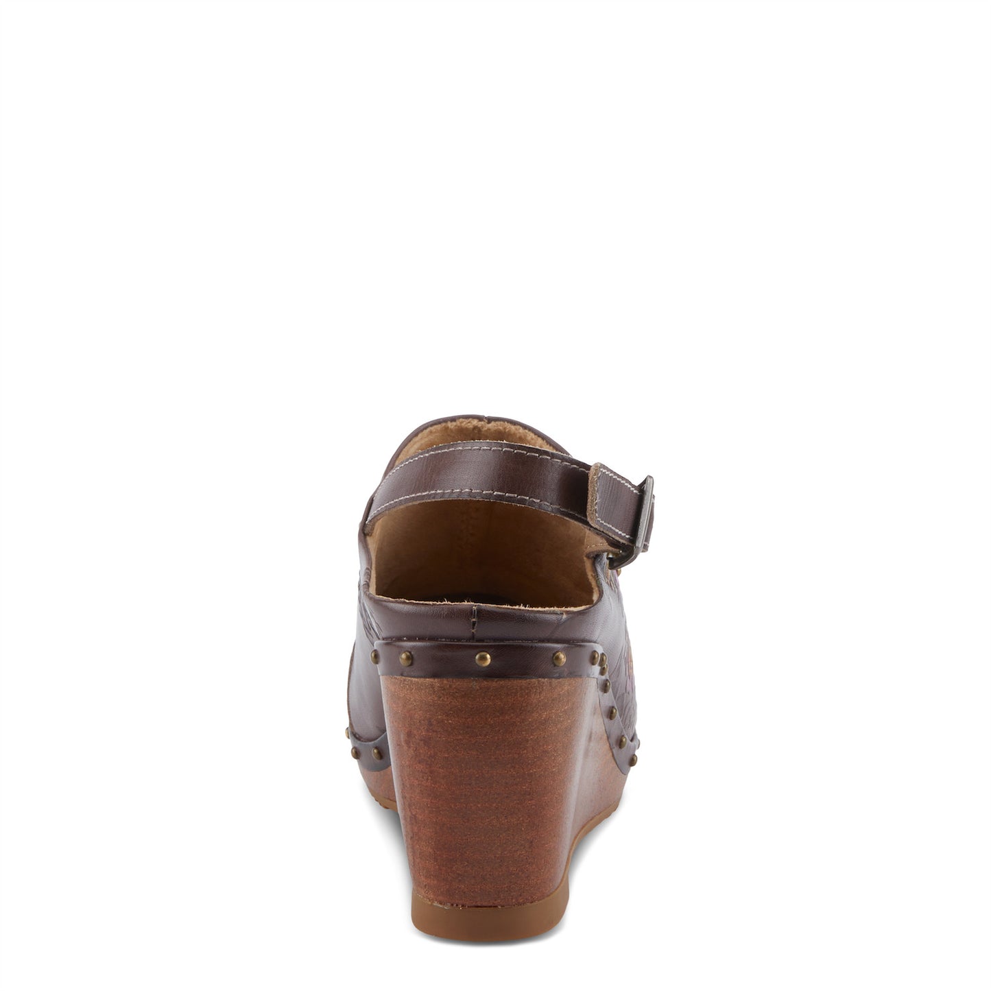 LOVEYA Slingback Wedge with hand painted flowers in a Chocolate Brown by L`ARTISTE
