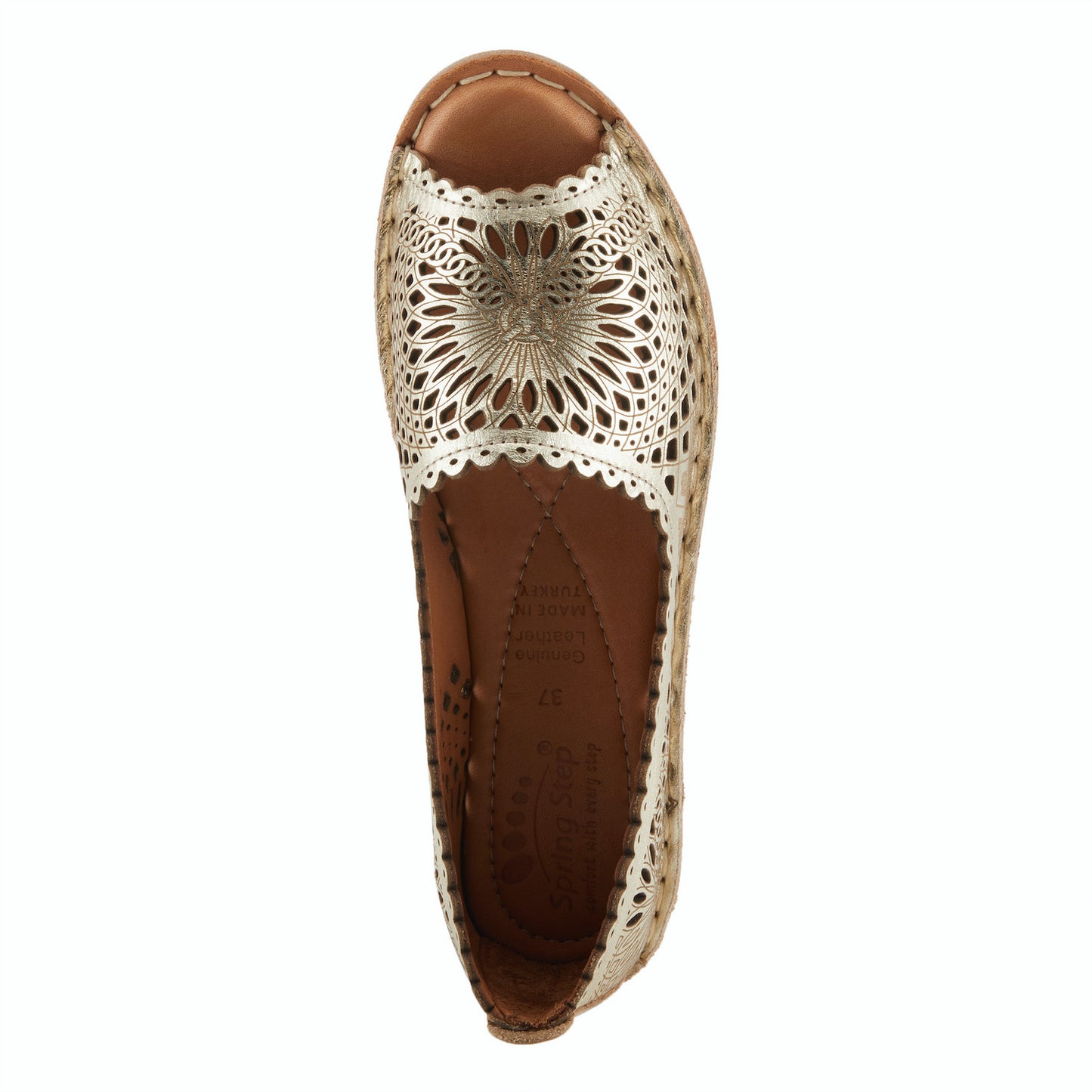 BRANDAL GOLD Slip On Wedge Shoe Spring Step Style