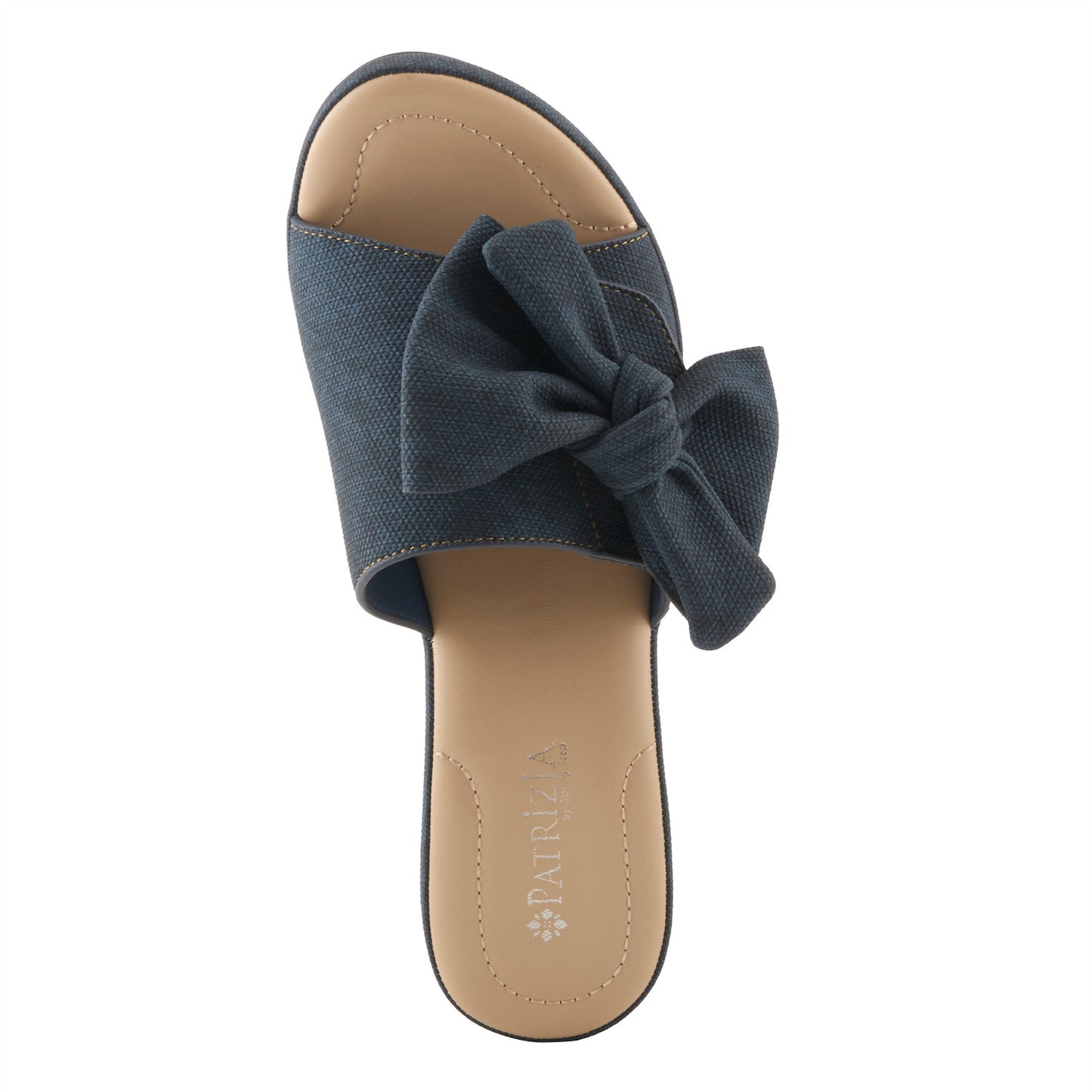 NORMAJEAN Dark Denim Blue Jean Slide Heel Sandal by Patrizia