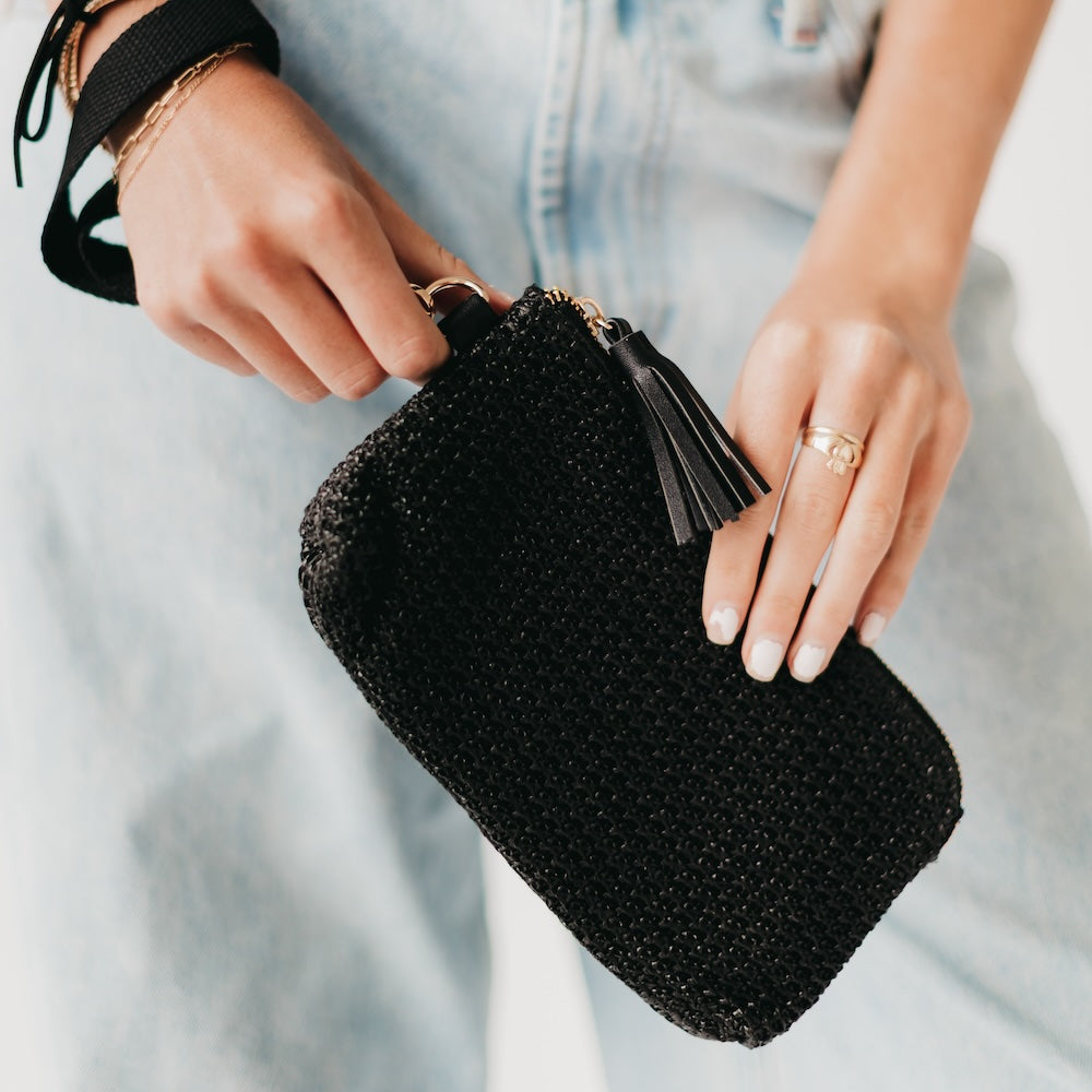 Rome Raffia Clutch Card Wallet Wristlet