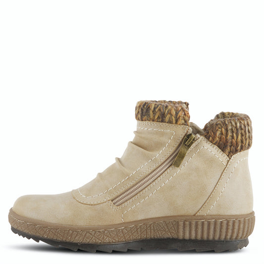 Cleora water resistant manmade leather pull-on bootie - Light Beige by SPRING STEP