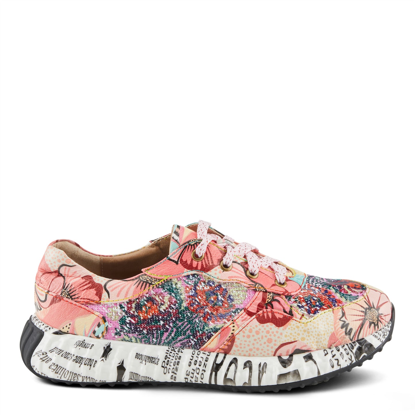 Cabaret Pink Multi Leather Combo sneaker by L`ARTISTE
