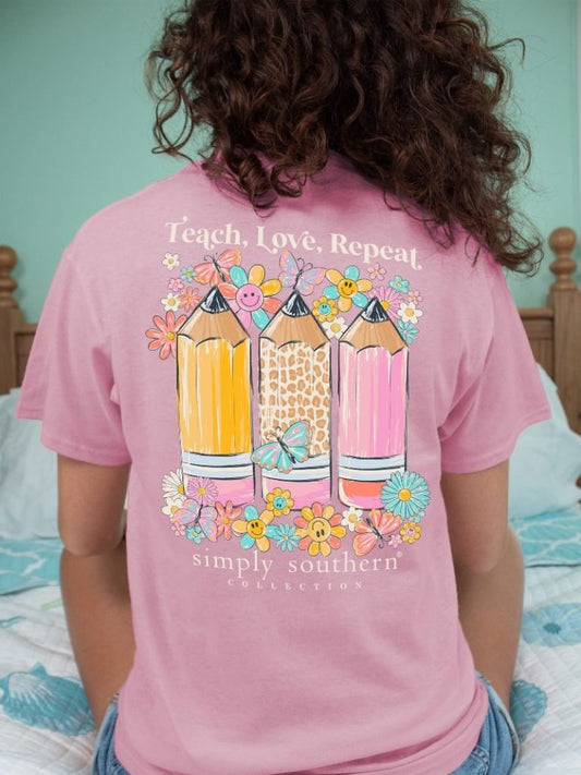 TEACH LOVE REPEAT - PETAL - Short Sleeve Tee - #SIMPLYSOUTHERN