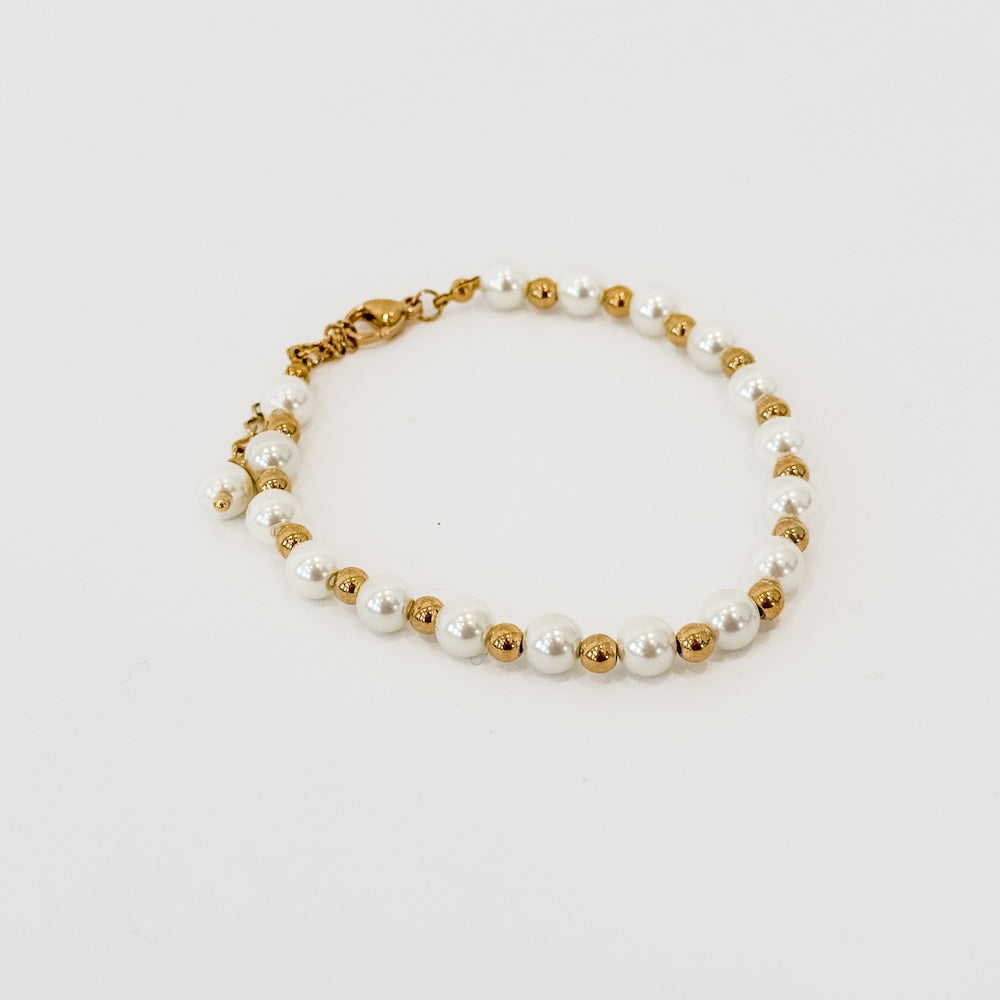 Stella Pearl and Chain Bracelet - WATERPROOF