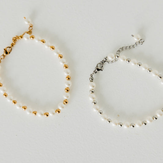Stella Pearl and Chain Bracelet - WATERPROOF