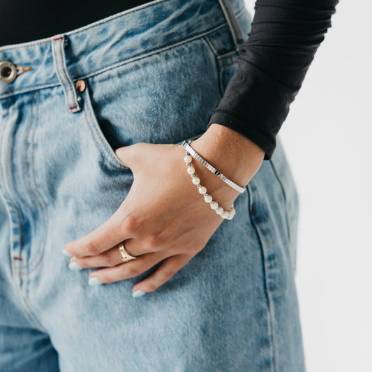 Stella Pearl and Chain Bracelet - WATERPROOF
